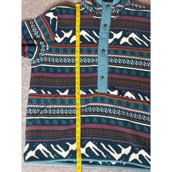 North Face Carbondale 1/2 Snap Hooded Fleece Blue Jacket Pullover Mens XXL Aztec - Picture 6 of 8
